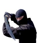 Professional two-piece black ninja mask covering head and face