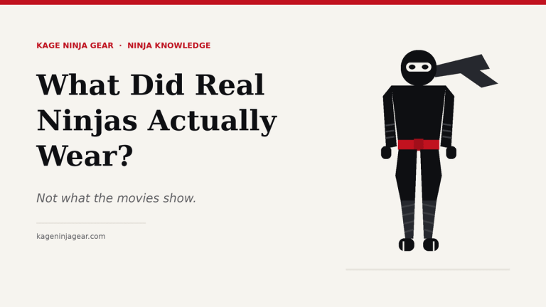 What did real ninjas actually wear — illustrated ninja figure in traditional dark shinobi outfit